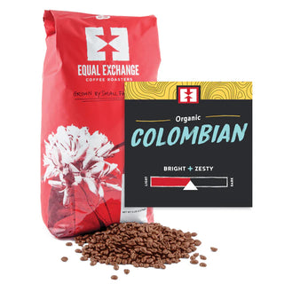 Equal Exchange Organic Kosher 100% Arabica Colombian Medium Roast Ground Beans w/Refined Citrus Notes, Dried Fig, Sweet Chocolate, Spice, Banana, Fair-Trade Caffeinated Coffee (Case of 6) 12 Oz Bags
