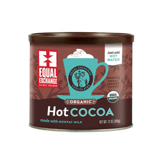 Equal Exchange USDA Organic Certified Kosher 100% Arabica Fair-Trade Hot Cocoa w/Nonfat Milk, Wheat-Free, Gluten-Free, Yeast-Free Chocolate Mix (Case of 6) 12oz Can