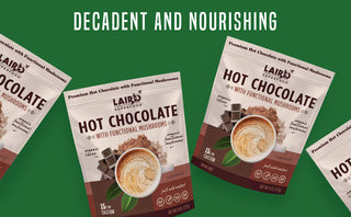 Laird Superfood Organic Cocoa, Hot Chocolate w/Functional Mushroom, Aquamin Gluten-Free, Vegan, Non-GMO, Dairy-Free. Soy-Free, No Artificial Ingredients Hot Chocolate Powder (Case of 6) 8oz Bags
