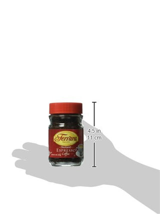 Ferrara Instant Espresso 100% Medium Roast Choice Robusta & Arabica Ground Beans w/Richness of Chocolate, Gluten-Free, GMO-Free Concentrated Caffeinated Coffee (Case of 12) 2oz Jar