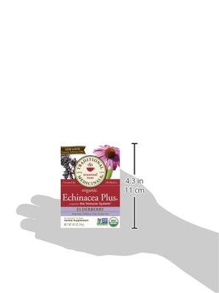 Traditional Medicinals Organic Herbal Kosher Echinacea Plus w/Elderberry Non-GMO, Fair-Trade, Caffeine-Free Herbal Tea (Case of 6) 16 Tea Bags