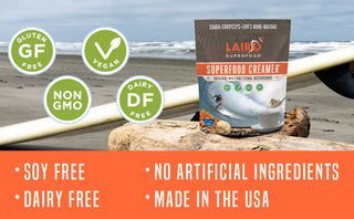 Laird Superfood Creamer w/Functional Mushrooms: Chaga, Lion's Mane, Maitake, Cordyceps Mushrooms & Extra Virgin Coconut Oil (Case of 6) 8oz Bags