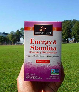 Bravo Teas Herbal Energy & Stamina, w/Herbal Supplements, Gluten-Free, GMO-Free, Caffeine-Free Green Tea (Pack of 1) 20 Tea Bags