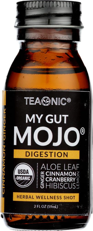 Teaonic - Organic Herbal My Gut Mojo w/Hibiscus, Aloe Vera Leaf, Cranberry Juice, Cinnamon Extract Powder Herbal Tea (Case of 6) 2 Fz Bottle