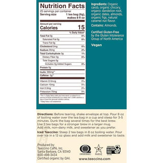 Teeccino Organic Herbal Kosher-Parve Dandelion Blend Caramel Nut w/Carob, Chicory, Dandelion Root, Figs, Almonds, Natural Flavor Plant-Based, Caffeine-Free Herbal Tea (Case of 6)10 Tea Bags
