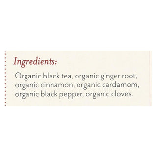 Rishi Organic Tea - Masala Chai w/Ginger Root, Cinnamon, Black Pepper, Cloves & Cardamom, Naturally Spiced Caffeinated Black Tea (Case of 6) 15 Tea Bags