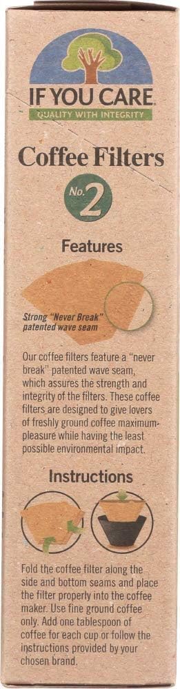 If You Care Coffee #2 Kosher Brown Unbleached Chlorine-Free Natural, Biodegradable, Compostable, Chlorine Free Gluten-Free Cone Filters (Pack of 1) 100 Count