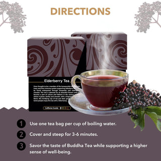Buddha Teas Organic Herbal Kosher  Elderberry GMO-Free, Caffeine-Free Herbal Tea (Case of 6) 18 Tea Bags