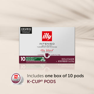 Illy Caffe Coffee Espresso Kosher-Parve 100% Arabica Dark Roast Whole Bean w/Notes of Deep Cocoa & Dried Fruit for Keurig K-Cup Brewers Caffeinated Coffee (Case of 6) 10 K-Cup Pods