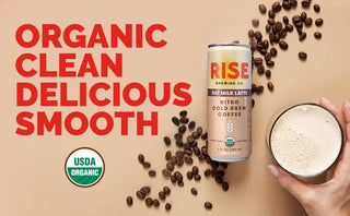 Rise Brewing Co. Organic Nitro Cold Brew Coffee, Oat Milk Nitrogen-Infused Dairy-Free, Non-GMO Cold Brew Latte (Case of 12) 7oz Fz Can