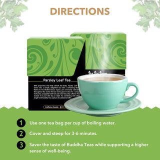 Buddha Teas USDA Organic Certified, Herbal OU-Kosher Certified "Parsley Leaf" for Health Wellbeing w/Oregano, Antioxidants Minerals GMO-Free Clean Verified Ingredients Caffeine-Free Herbal Tea (Case of 6) 18 Tea Bags