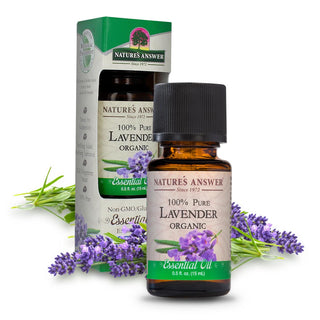 Nature's Answer Organic Lavender, Distilled From Exotic Plants, Herbals, Flowers, Leaves, Roots, & Fruits, 100% Pure w/No Synthetic Colors or Stabilizers, Gluten-Free, non-GMO, Yeast-Free, Essential Oil (Pack of 1) 0.5oz. Bottle