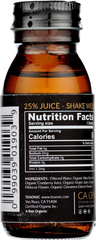 Teaonic - Organic Herbal My Gut Mojo w/Hibiscus, Aloe Vera Leaf, Cranberry Juice, Cinnamon Extract Powder Herbal Tea (Case of 6) 2 Fz Bottle