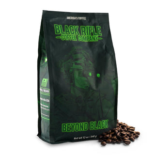 Black Rifle Coffee Company Beyond Black, 100% Arabica Dark Roast, Whole Bean, w/Spicy Aroma, BRCC’s, Dark Chocolate-Tasting Notes w/Smoky Finish Gluten-Free, Vegetarian, Vegan Caffeinated Coffee (Pack of 1) 12oz Bag