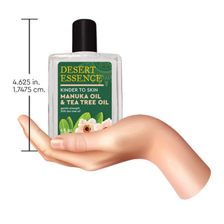 Desert Essence - Kinder to Skin, Pure New Zealand Manuka Oil & 20% Pure Australian Tea Tree Oil, Cruelty-Free, No Artificial Fragrances or Dyes, Vegan, Gluten-Free Oil (Pack of 1) 4.0oz Bottle