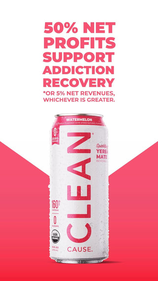 CLEAN Cause Organic Yerba Mate Watermelon w/Stevia Extract, Erythritol, Yerba-Mate Extract, Citric Acid, Keto Friendly Energy Drink Alternative w/Zero Calorie, Zero-Sugar, 160mg Caffeine, Better Alternative to Energy Drinks (Case of 12) 16 oz Cans