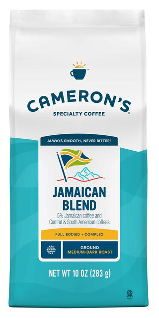 Cameron's Specialty Jamaica Blue Mountain Blend, w/Delicate Spiciness & Hints of Chocolate,100% Premium Arabica Medium-Dark Roast Ground Bean Caffeinated Coffee (Case Of 6) 10oz Bags