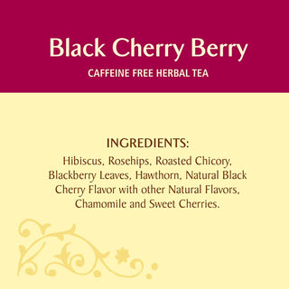 Celestial Seasonings Herbal Kosher Black Cherry Berry w/Blended Hibiscus, Rosehips, Roasted Chicory, Blackberry Leaves, Hawthorn, Cherries Other Natural Flavors Caffeine-Free Herbal Tea (Case of 6) 20 Tea Bags