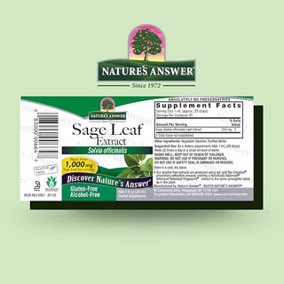 Nature's Answer Organic Sage w/Cold Bio-Chelated® Proprietary Extraction & Holistically Balanced, Authentic Botanical Fingerprint, 100% Pure w/No Synthetic Colors or Stabilizers, Gluten-Free, non-GMO, Yeast-Free, Alcohol-Free Extract (Pack of 1) 1.0oz Jar