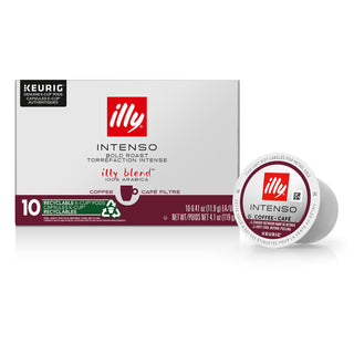Illy Caffe Coffee Espresso Kosher-Parve 100% Arabica Dark Roast Whole Bean w/Notes of Deep Cocoa & Dried Fruit for Keurig K-Cup Brewers Caffeinated Coffee (Case of 6) 10 K-Cup Pods
