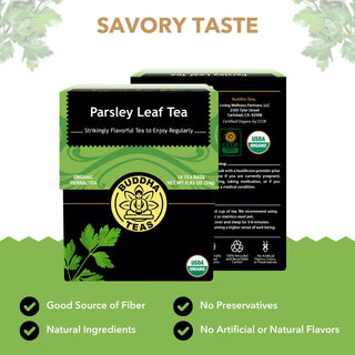 Buddha Teas USDA Organic Certified, Herbal OU-Kosher Certified "Parsley Leaf" for Health Wellbeing w/Oregano, Antioxidants Minerals GMO-Free Clean Verified Ingredients Caffeine-Free Herbal Tea (Case of 6) 18 Tea Bags