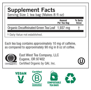 Yogi Organic Herbal Kosher, Pure Green Decaf, Non-GMO, Vegan, Supports Vitality Caffeine-Free Green Tea (Case of 6) 16 Tea Bags