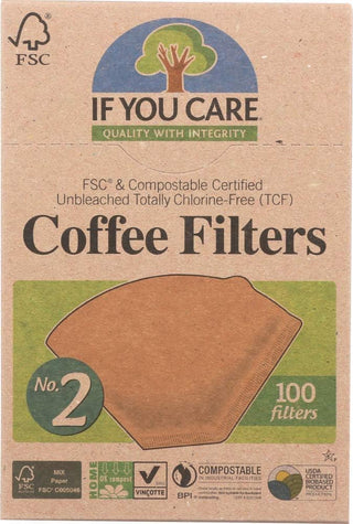 If You Care Coffee #2 Kosher Brown Unbleached Chlorine-Free Natural, Biodegradable, Compostable, Chlorine Free Gluten-Free Cone Filters (Pack of 1) 100 Count