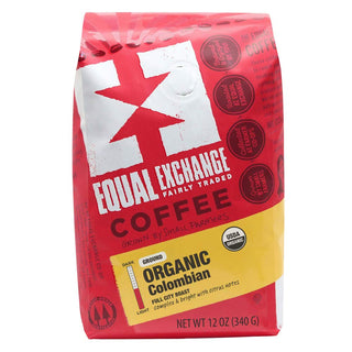 Equal Exchange Organic Kosher 100% Arabica Colombian Medium Roast Ground Beans w/Refined Citrus Notes, Dried Fig, Sweet Chocolate, Spice, Banana, Fair-Trade Caffeinated Coffee (Case of 6) 12 Oz Bags