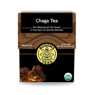 Buddha Teas - Organic Herbal Kosher, Chaga Mushroom Dairy-Free, GMO-Free, Wheat-Free, Yeast-Free Herbal Mushroom Tea (Case of 6) 18 Tea Bags