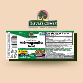 Nature's Answer Organic Kosher Herbal Ashwagandha Root AF-2000mg, Maintain Healthy Immune Function, Supports Body Against Stress, Gluten-Free, Alcohol-Free & Vegan, Dietary Supplement Extract (Pack of 1) 2oz Bottle