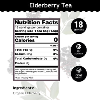 Buddha Teas Organic Herbal Kosher  Elderberry GMO-Free, Caffeine-Free Herbal Tea (Case of 6) 18 Tea Bags