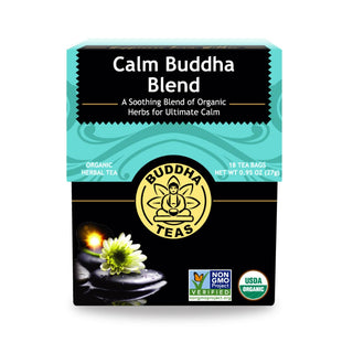 Buddha Teas Organic Kosher Calm Buddha Blend w/Chamomile Flower, Kava Kava Root, Lavender, Skullcap, St. John's Wort, Spearmint, Cinnamon, Wheat-Free, Yeast-Free, Diary-Free, GMO-Free, Caffeine-Free Herbal Tea (Case of 6) 18 Bags