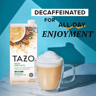 Tazo Tea & Decaf Kosher Tea Chai Latte w/Cinnamon, Spicy Ginger, Cardamom, Black Pepper & Spices, Vanilla, No-GMO Project, Gluten-Free, Yeast-Free, Wheat-Free, Dairy-Free Loose Leaves Bold Decaffeinated Black Tea (Case of 6) 32oz Carlton