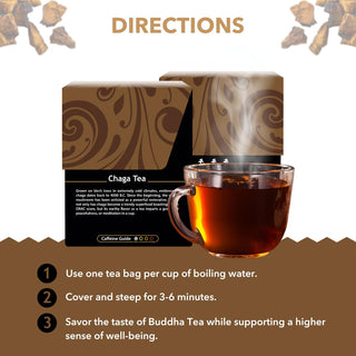Buddha Teas - Organic Herbal Kosher, Chaga Mushroom Dairy-Free, GMO-Free, Wheat-Free, Yeast-Free Herbal Mushroom Tea (Case of 6) 18 Tea Bags