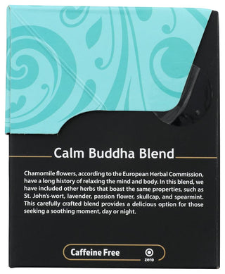 Buddha Teas Organic Herbal Calm Buddha Blend Dairy-Free, w/Chamomile Flower, Lavender, Kava Kava Root, Passion Flower, Skullcap, Spearmint, Cinnamon, St. John's Wort Herbal Wheat Free, Yeast-Free Tea (Case of 6) 18 Tea Bags