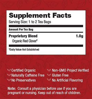 Bravo Tea Organic Herbal Red Clover "Supports Respiratory & Women's Health" Non-GMO, Gluten-Free, Caffeine-Free Herbal Tea (Pack of 1) 20 Bags