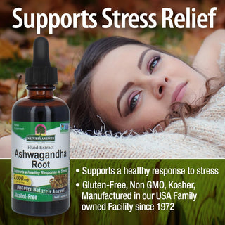 Nature's Answer Organic Kosher Herbal Ashwagandha Root AF-2000mg, Maintain Healthy Immune Function, Supports Body Against Stress, Gluten-Free, Alcohol-Free & Vegan, Dietary Supplement Extract (Pack of 1) 2oz Bottle