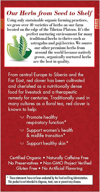 Bravo Tea Organic Herbal Red Clover "Supports Respiratory & Women's Health" Non-GMO, Gluten-Free, Caffeine-Free Herbal Tea (Pack of 1) 20 Bags