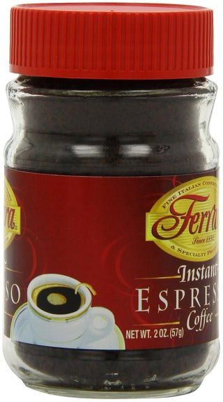 Ferrara Instant Espresso 100% Medium Roast Choice Robusta & Arabica Ground Beans w/Richness of Chocolate, Gluten-Free, GMO-Free Concentrated Caffeinated Coffee (Case of 12) 2oz Jar