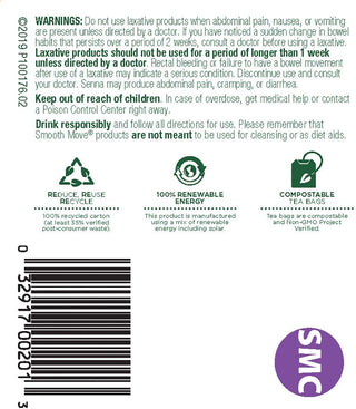 Traditional Medicinals Organic Herbal Kosher & Smooth Move Chamomile w/Senna Leaf, Herbal Supplements GMO-Free, Naturally Caffeine-Free Herbal Tea (Case of 6) 16 Tea Bags