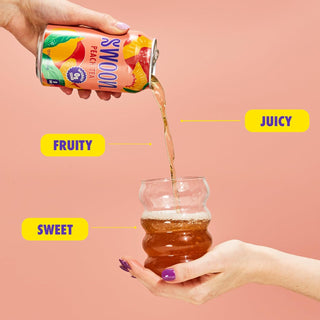 Swoon -Organic Peach Zero Sugar w/Monk Fruit Extract, Peach Juice Concentrate, Natural Flavors, Citrus Black Iced Tea (Case of 12) 12 Fz Cans