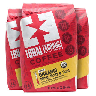 Equal Exchange Organic Kosher 100% Arabica Ground Bean Medium & Vienna Roast "Mind Body And Soul" Drip Caffeinated Coffee (Case of 6) 12oz Bags