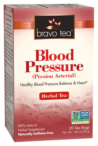 Bravo Teas Herbal w/Herbal Supplements Blood Pressure Dairy-Free, Gluten-Free, GMO-Free, Wheat-Free, Yeast-Free Vegan, Naturally Caffeine-Free Green Tea (Pack of 1) 20 Tea Bags