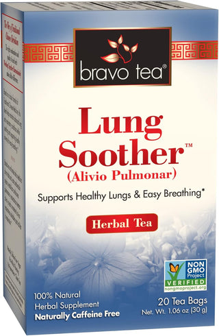 Bravo Teas Herbal Lung Soother w/Natural Flavors of the Precious Herbs & Supplements, Naturally Caffeine-Free Green Tea (Pack of 1) 20 Tea Bags