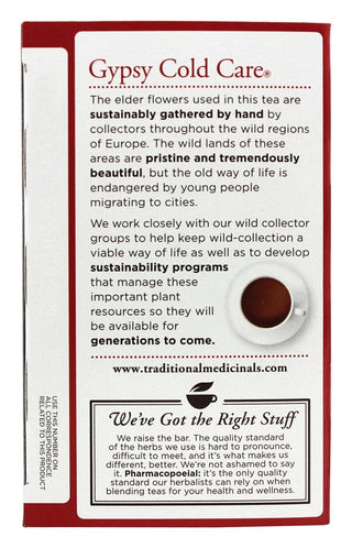 Traditional Medicinals Organic Herbal Kosher "Herbal Cold Care" w/Elderflower, Yarrow Flower & Peppermint Leaf, GMO-Free Caffeine-Free Herbal Tea (Case of 6) 16 Tea Bags