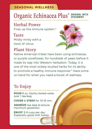 Traditional Medicinals Organic Herbal Kosher Echinacea Plus w/Herbal Supplements, Echinacea Roots, Gluten-Free, GMO-Free, Caffeine-Free Herbal Tea (Case of 6) 16 Tea Bags