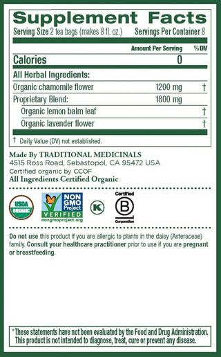 Traditional Medicinals Organic Herbal Kosher Chamomile w/Chamomile Flower, GMO-Free +Gluten-Free, Fair-Trade Caffeine-Free Herbal Tea (Case of 6) 16 Tea Bags