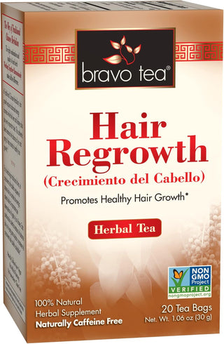 Bravo Teas Herbal w/Herbal Supplements Natural Hair Regrowth Gluten-Free, GMO-Free, Caffeine-Free Green Tea (Pack of 1) 20 Tea Bags