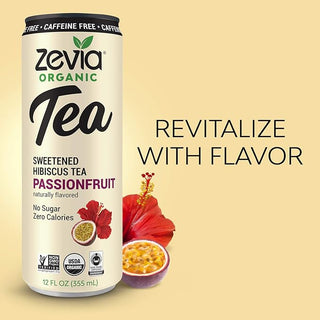 Zevia Organic Herbal Sweet Hibiscus Passion Fruit w/Natural Flavors, Stevia Leaf Extract, Vegan, Wheat-Free, GMO-Free, Kosher, Yeast-Free, No-Sugar, Zero-Calories Caffeine-free Green Tea (Case of 12) 12 Fz Cans