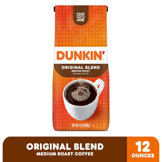 Dunkin' Original Blend; Ready-To-Brew, 100% Premium Arabica Medium Roast Ground Beans Caffeinated Coffee (Pack of 1) 12oz Bag